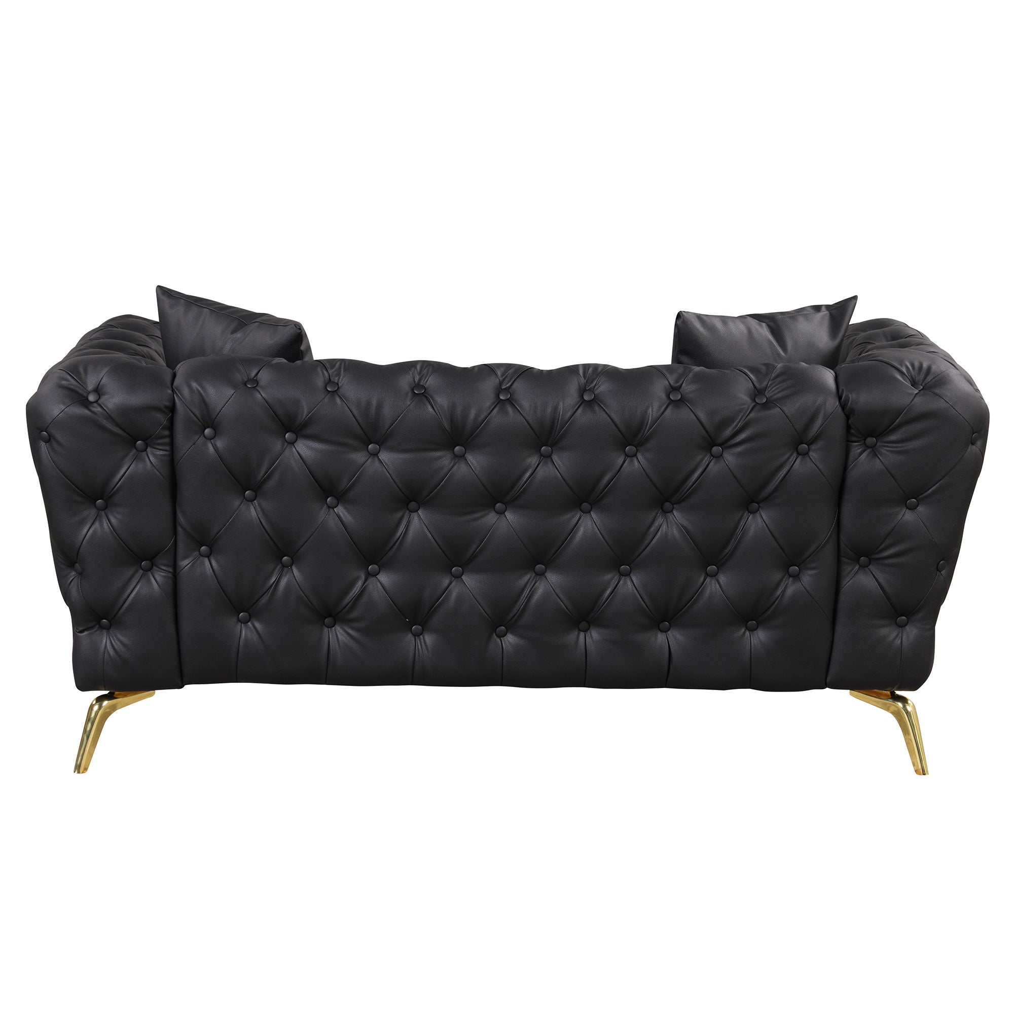 Modern 3 Piece Sofa Sets With Sturdy Metal Legs, Button Tufted Back, PU Upholstered Couches Sets Including Three Seat Sofa, Loveseat And Single Chair For Living Room Furniture Set - Black