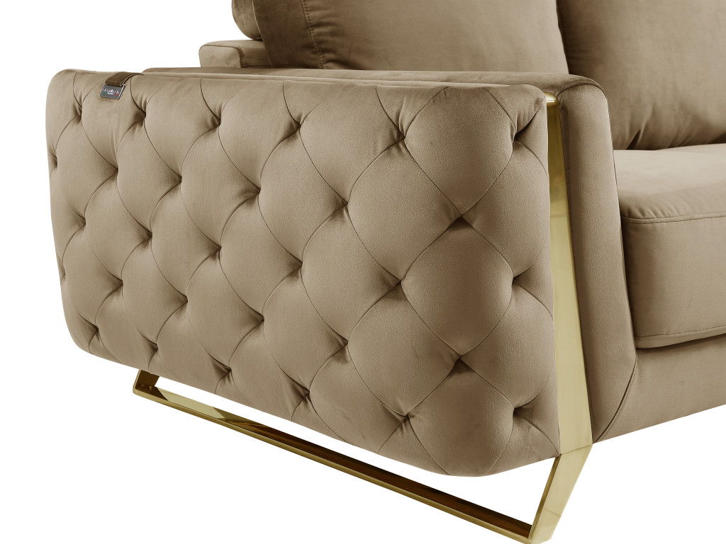 Velvet Love Seat - Beige / Gold