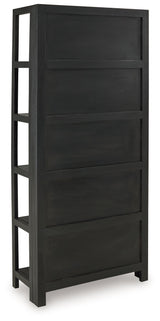 Abyard - Black / Natural - Bookcase by Signature Design by Ashley® | Bel Furniture