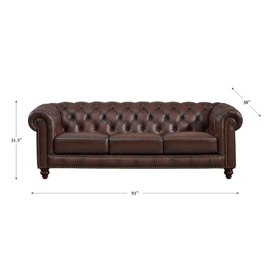 Alton Bay-Top Grain Leather Sofa Couch - Brown