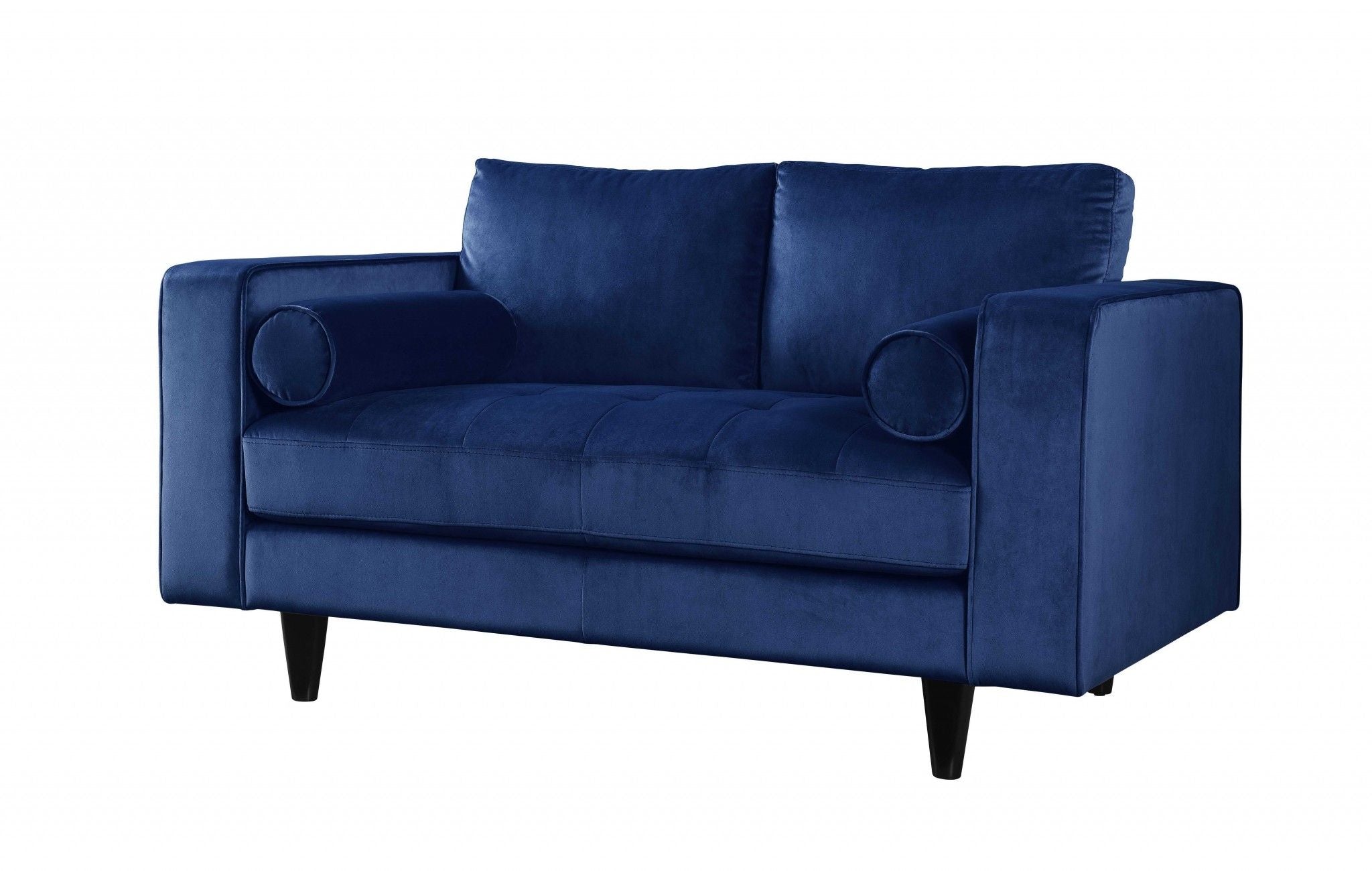 Velvet Loveseat W2 Pillows - Navy