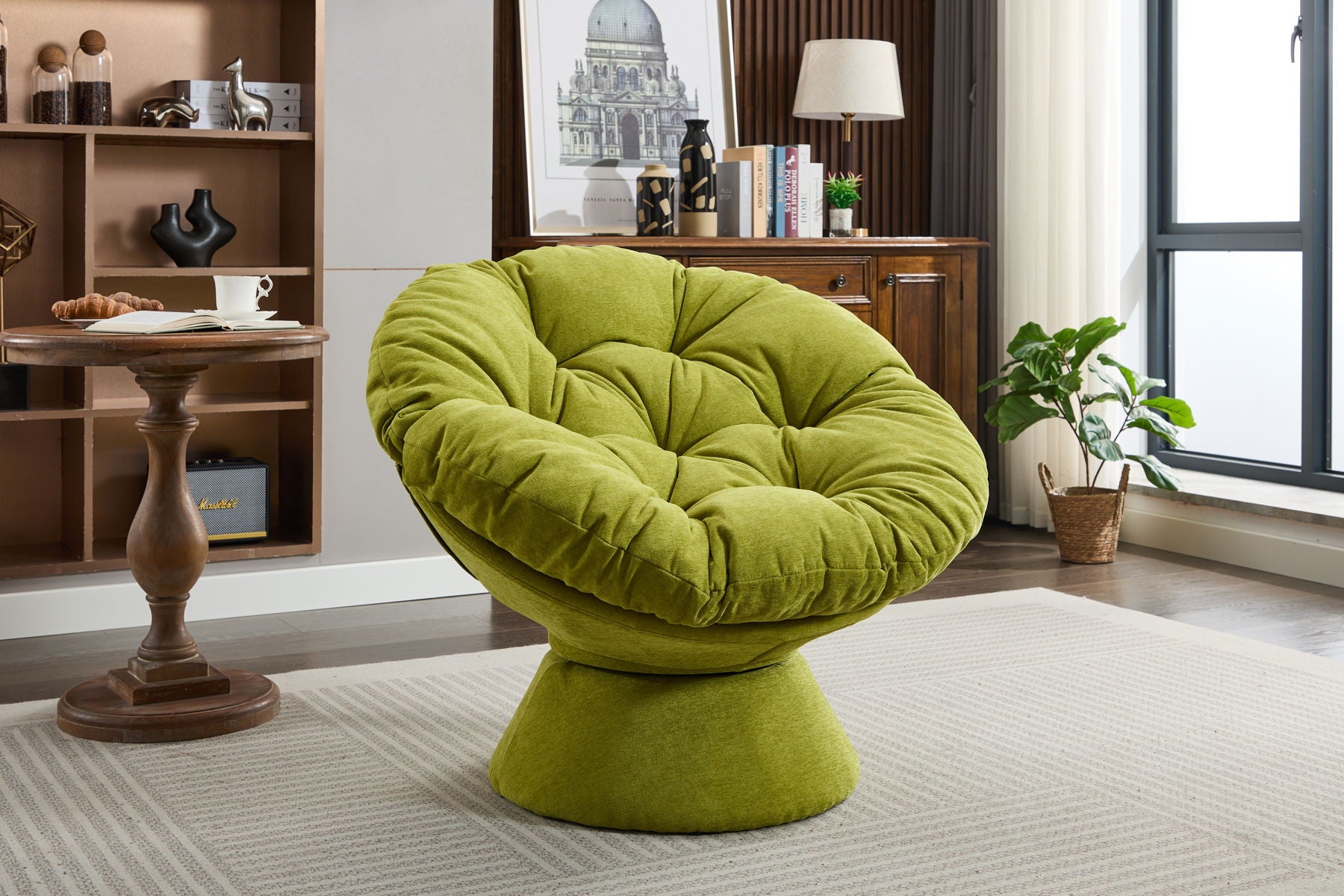 Oversized Swivel Accent Chair, 360 Swivel Barrel Chair, Papasan Chair For Living Room Bedroom