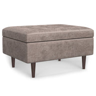Shay - Large Square Coffee Table Storage Ottoman Mid-Century Style - view 4