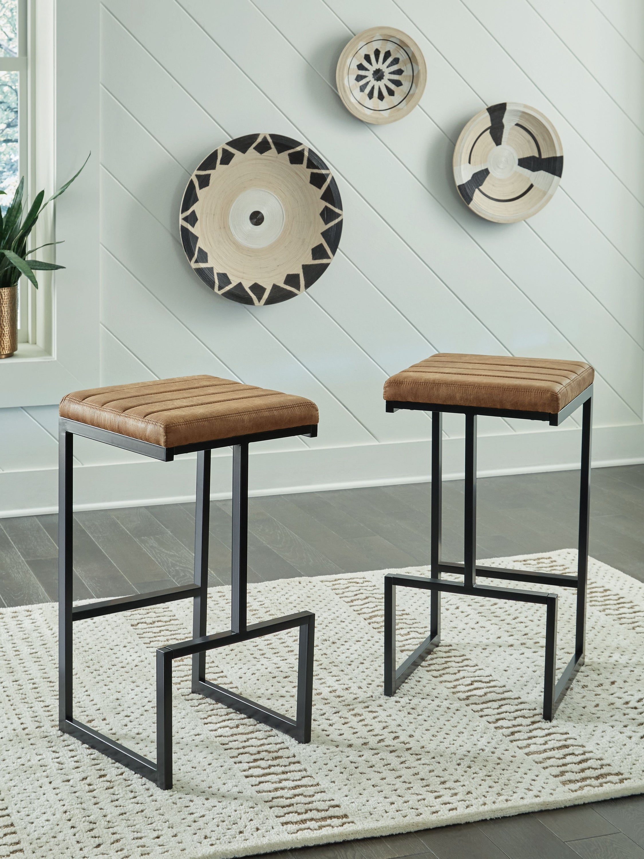 Strumford - Caramel / Black - Tall Uph Barstool (Set of 2)