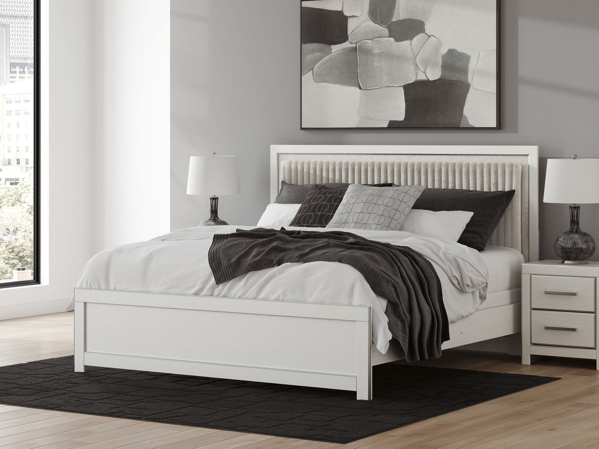 Zuraleus - King Upholstered Panel Bed - White