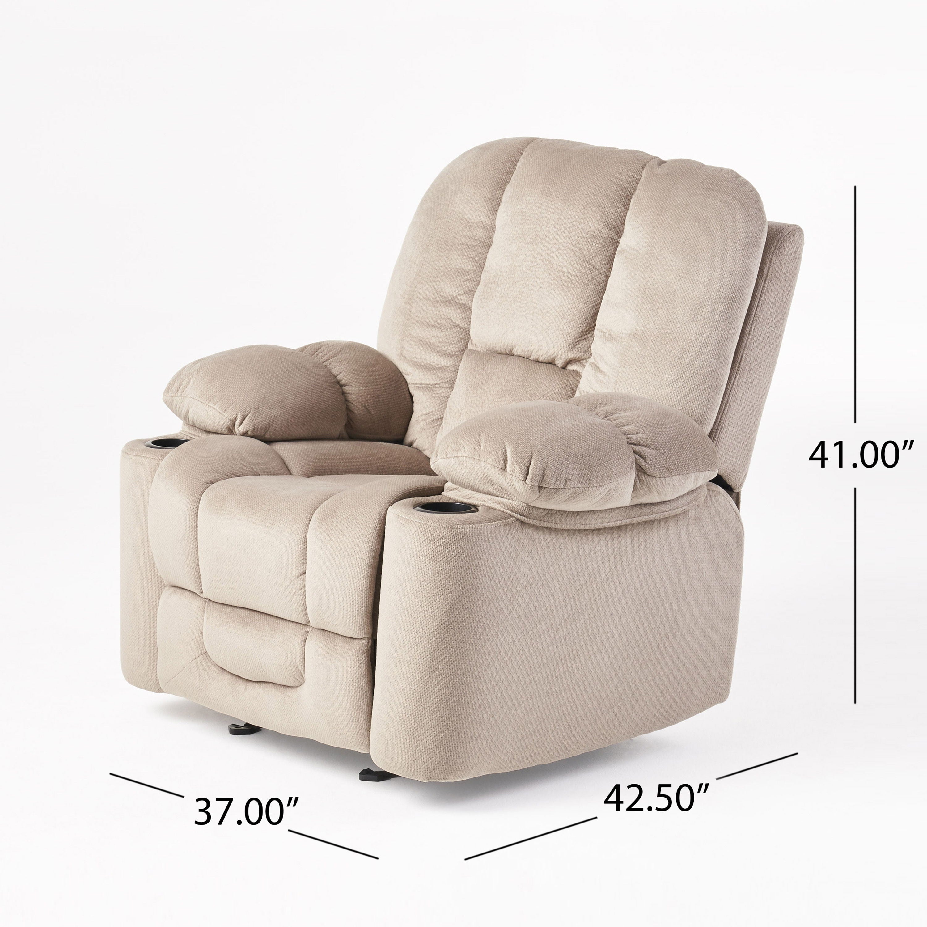 Luxurious Manual Recliner Chair With Skin-Friendly Fabric And Dual Cup Holders