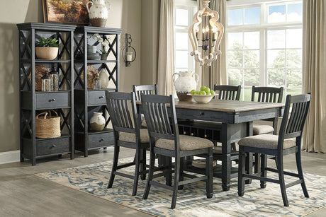 Tyler Creek - Counter Height Table Set Dark Gray 9 Pc. - Rectangular Dining Room Counter Table, 6 Upholstered Barstools, 2 Display Cabinets by Signature Design by Ashley® | Bel Furniture