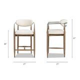 Artemis - Mixed Material Upholstered Counter Stool - Warm White by Jennifer Taylor Home | Bel Furniture