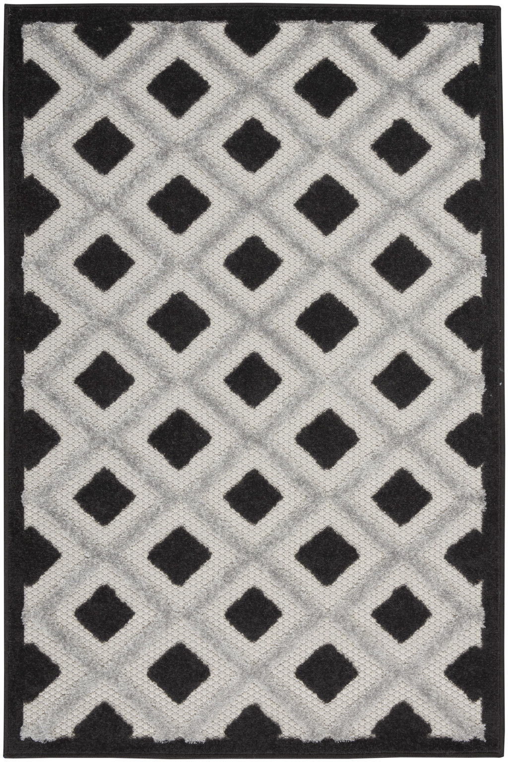 3' X 4' Gingham Non Skid Indoor / Outdoor Area Rug - Black / White