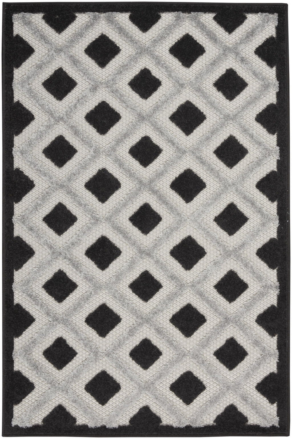 3' X 4' Gingham Non Skid Indoor / Outdoor Area Rug - Black / White