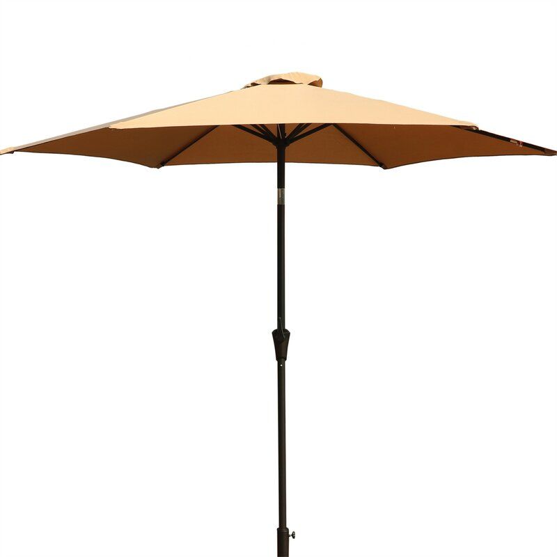 8.8' Outdoor Aluminum Patio Umbrella, Market Umbrella With 33 Pounds Round Resin Umbrella Base Lift