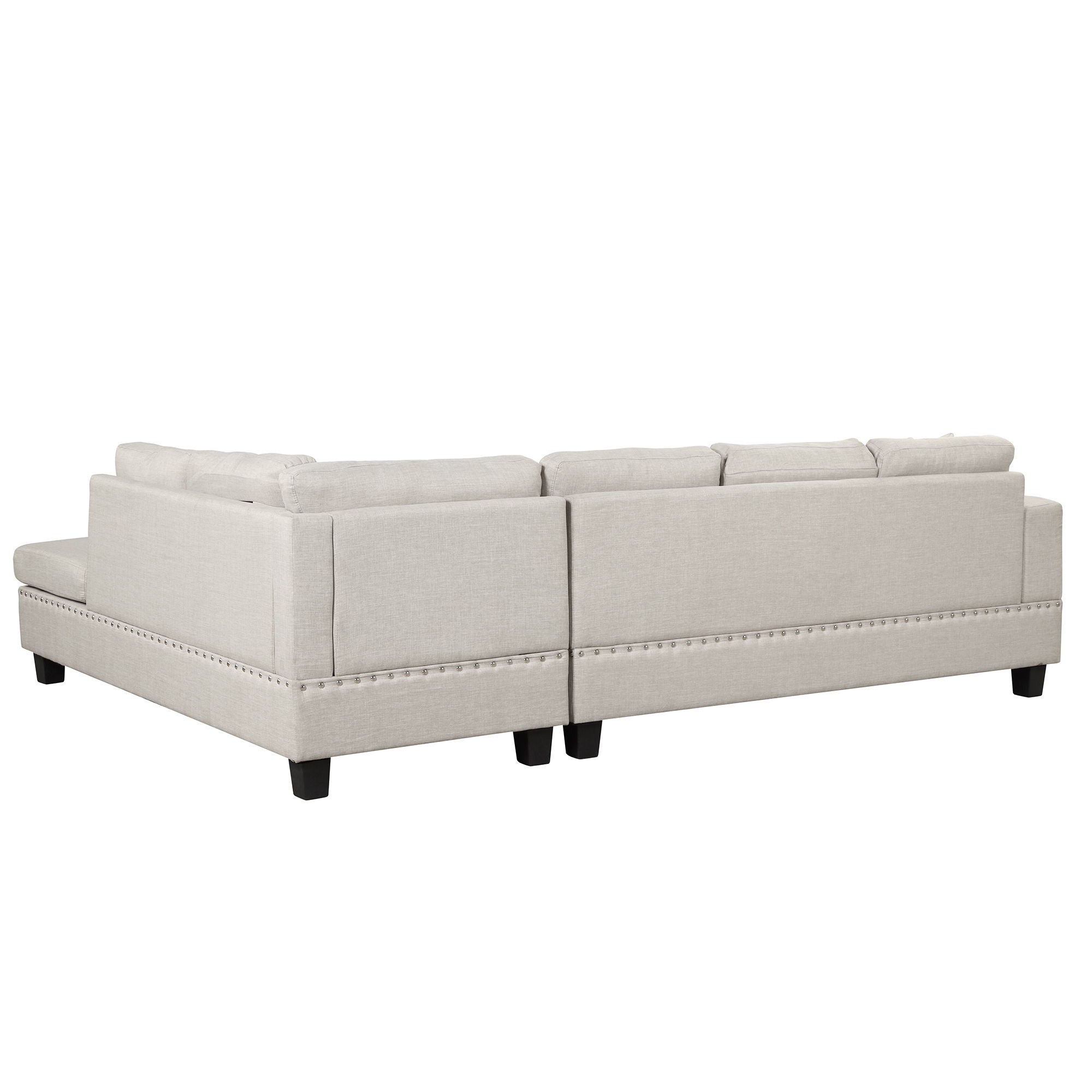 Modern Sectional Sofa With Storage Ottoman, L-Shape Couch With 2 Pillows And Cup Holder, Sectional Sofa With Reversible Chaise For Living Room