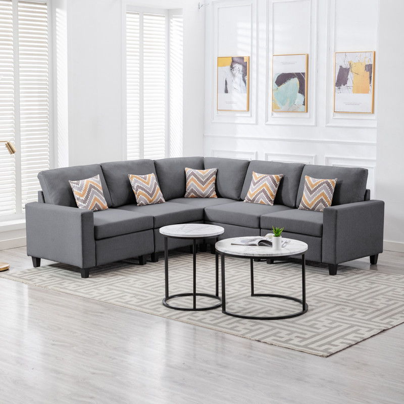 Nolan - Fabric 5 Piece Sectional Sofa With Interchangeable Legs