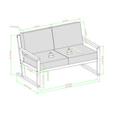 Contemporary Solid Wood Slat Back Patio Loveseat - Brown by Walker Edison | Bel Furniture