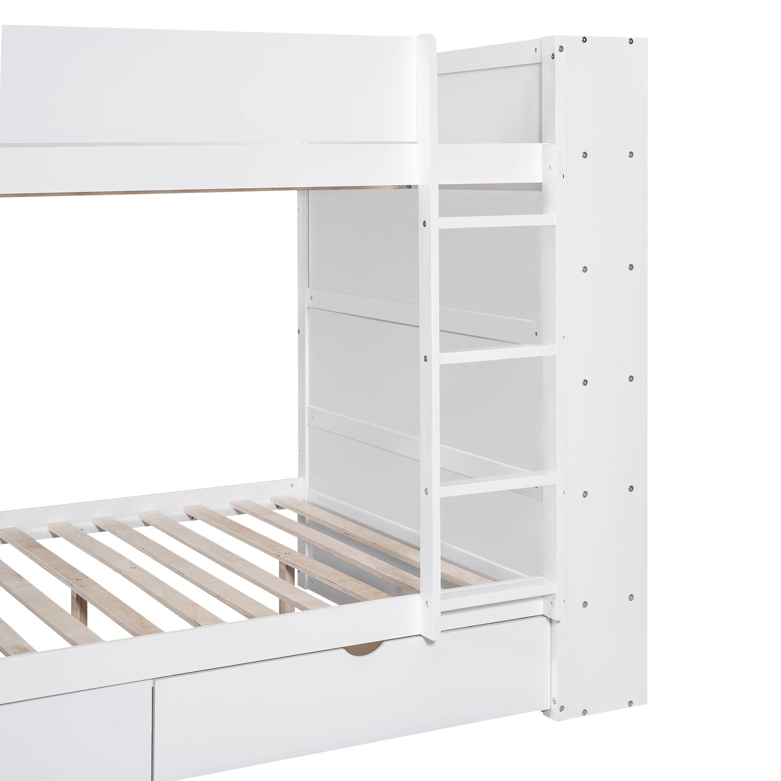 Full Over Full Bunk Bed With 2 Drawers And Multi - Layer Cabinet