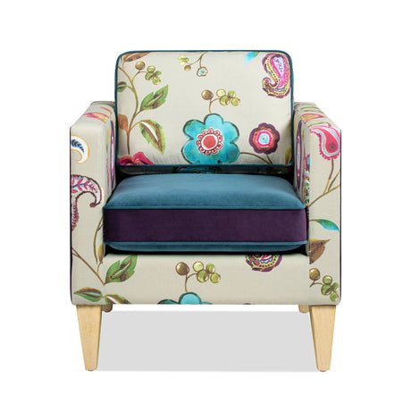 Mamba - Patchwork Accent Chair - Teal Blue Purple / Multicolored Floral - view 5