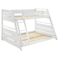 Holden - Wood Veneer Bunk Bed White Twin over Full by Coaster Fine Furniture | Bel Furniture