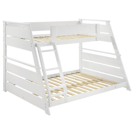 Holden - Wood Veneer Bunk Bed White Twin over Full by Coaster Fine Furniture | Bel Furniture