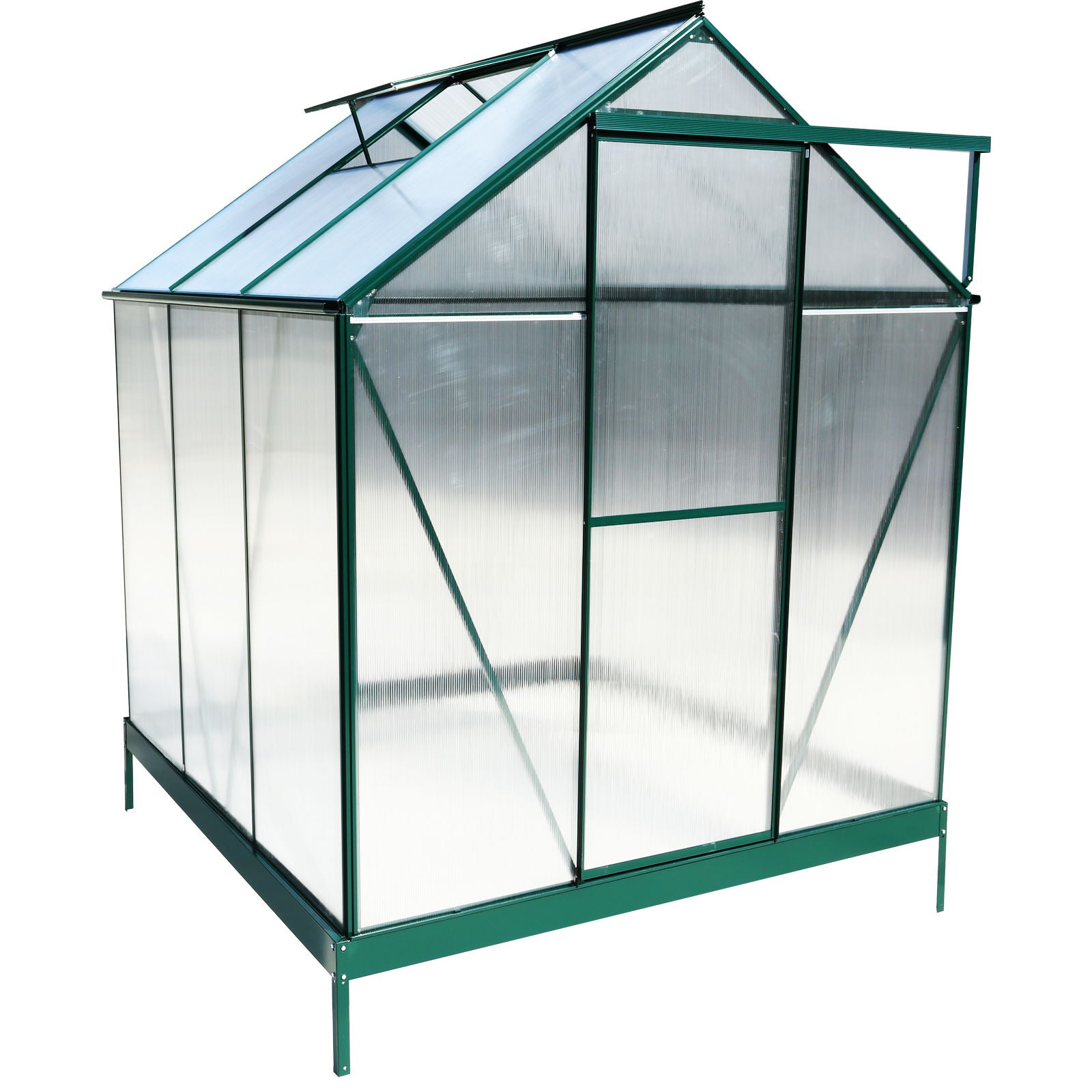 Polycarbonate Greenhouse, Heavy Duty Outdoor Aluminum Walk-In Green House Kit With Rain Gutter, Vent And Door For Backyard Garden