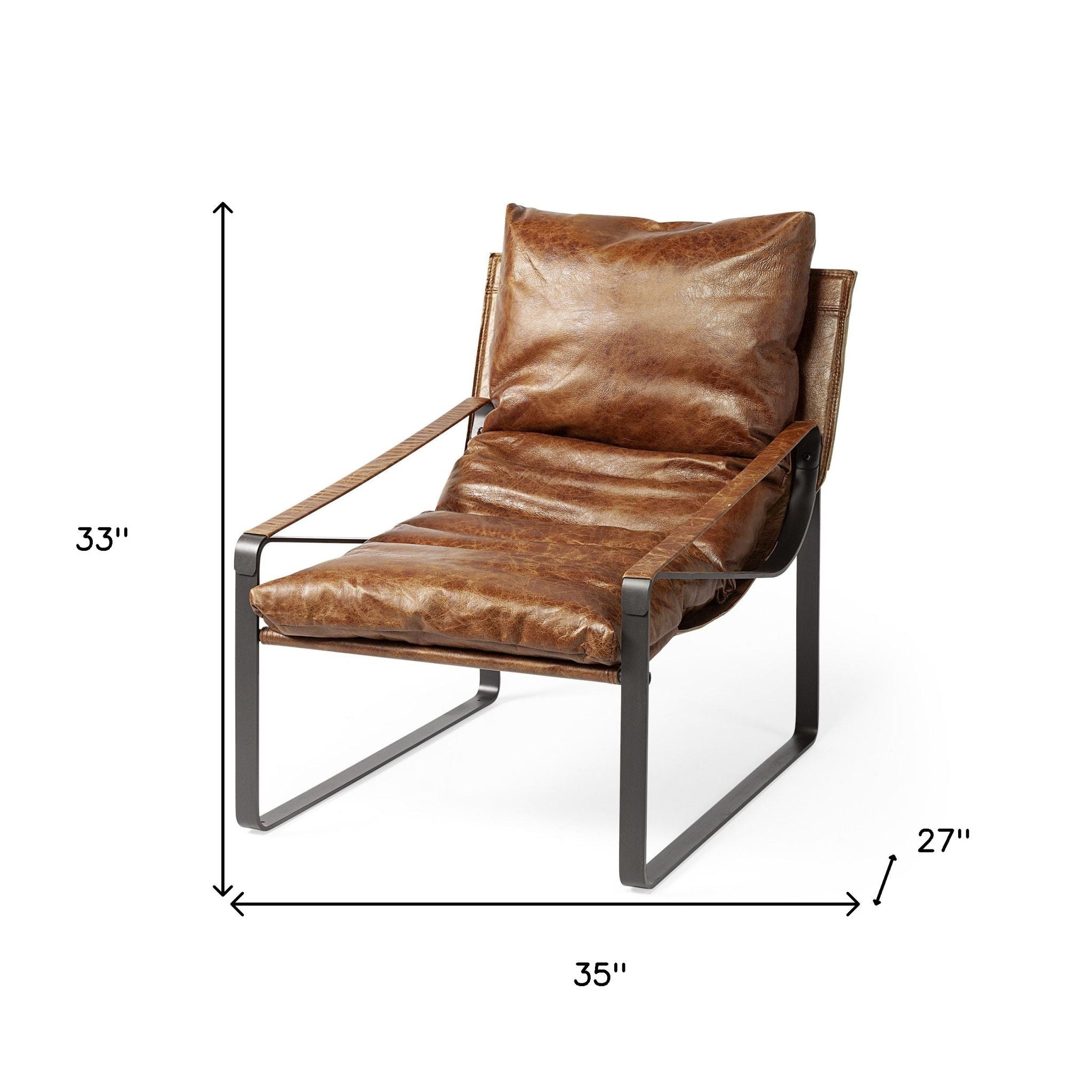 Leather Distressed Lounge Chair - Brown / Black