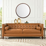 Hausen - Mid-Century Modern Round Accent Wall Mirror - Brown Walnut by Jennifer Taylor Home | Bel Furniture