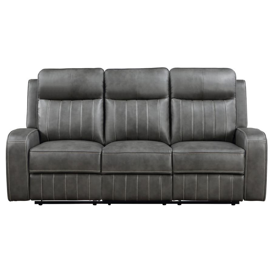 Raelynn - Upholstered Track Arm Motion Sofa - Gray by Coaster Fine Furniture | Bel Furniture