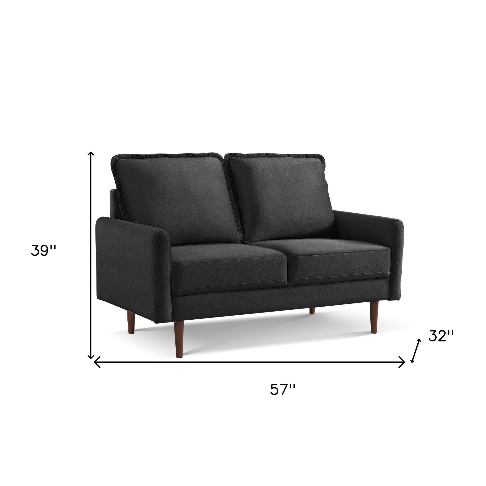 Velvet Loveseat - Black / Dark Brown