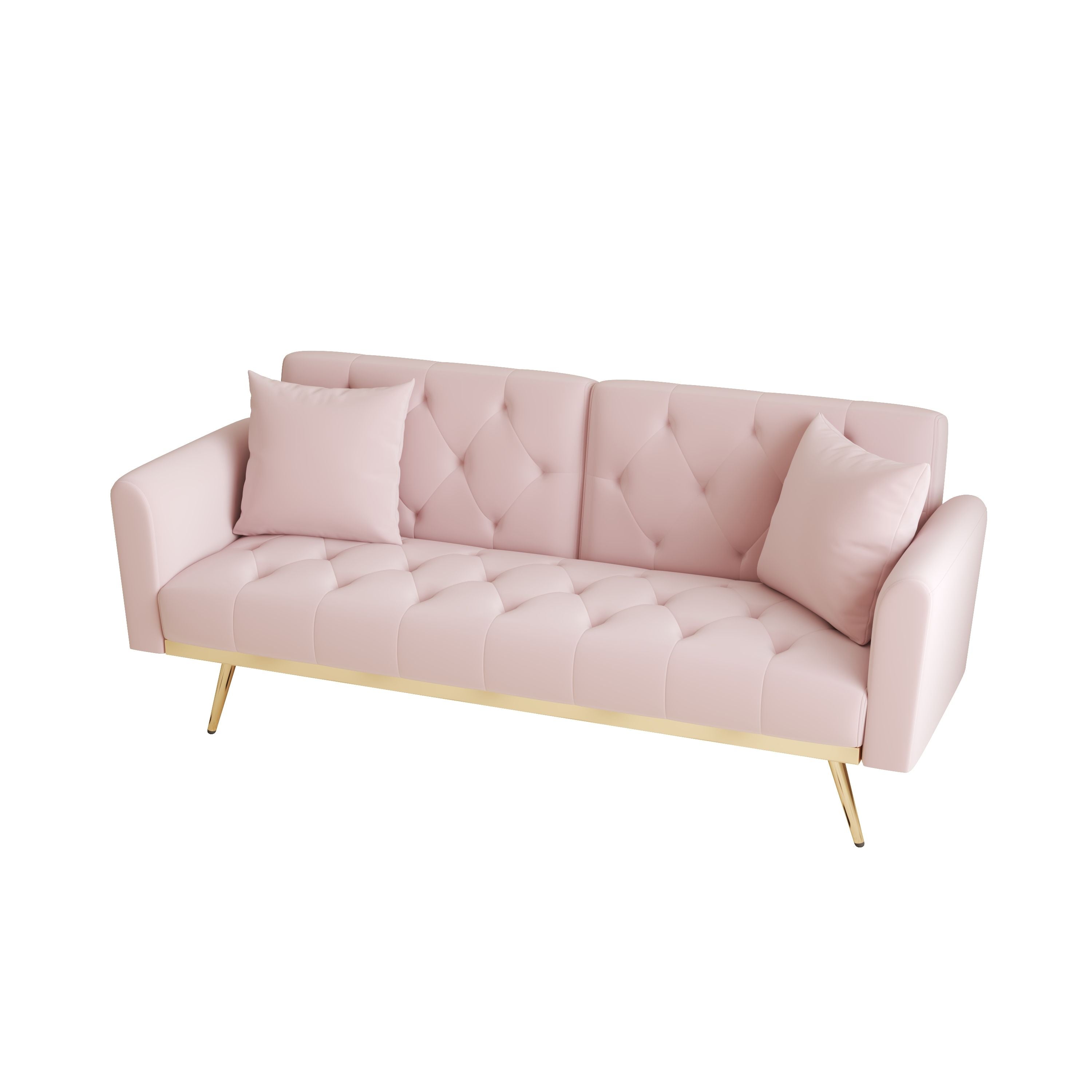 Velvet Nail Head Sofa Bed With Throw Pillow And Midfoot