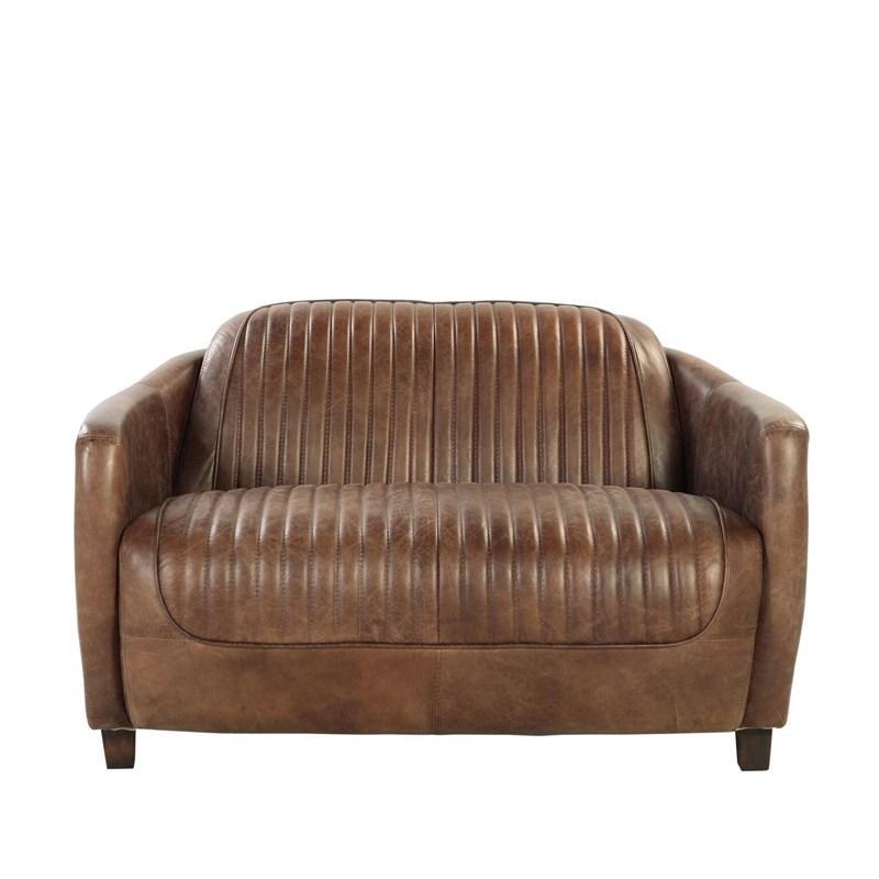 Leather Loveseat - Brown