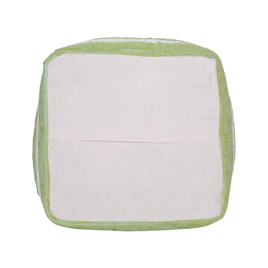 Cotton Cube Striped Pouf Ottoman - Green