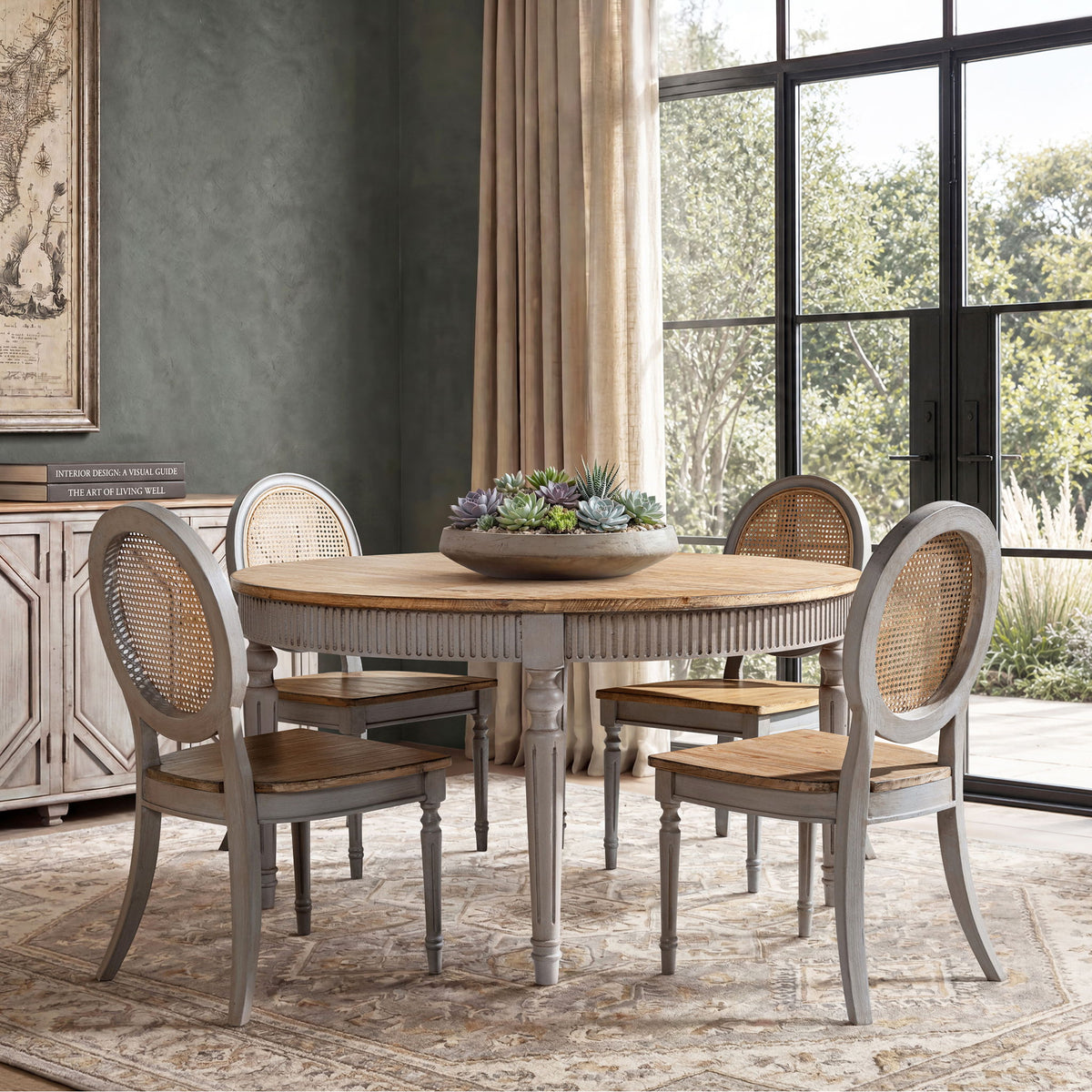 Colette - Round Dining Table - Blue / Gray