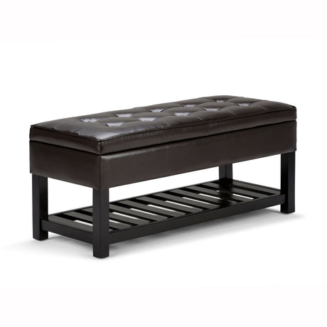 Cosmopolitan - Storage Ottoman Bench With Open Bottom - Tanners Brown by Simpli-Home | Bel Furniture