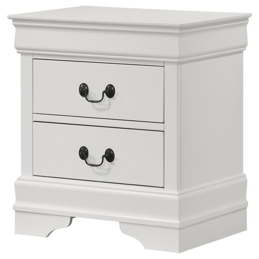 Louis Philippe - 2-Drawer Nightstand Bedside Table - White by Coaster Fine Furniture | Bel Furniture