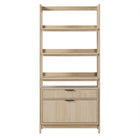 Transitional Wide Reeded Bookshelf With Drawers On Bottom