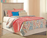 Willowton - Full Panel Headboard with Bolt on Bed Frame - Whitewash