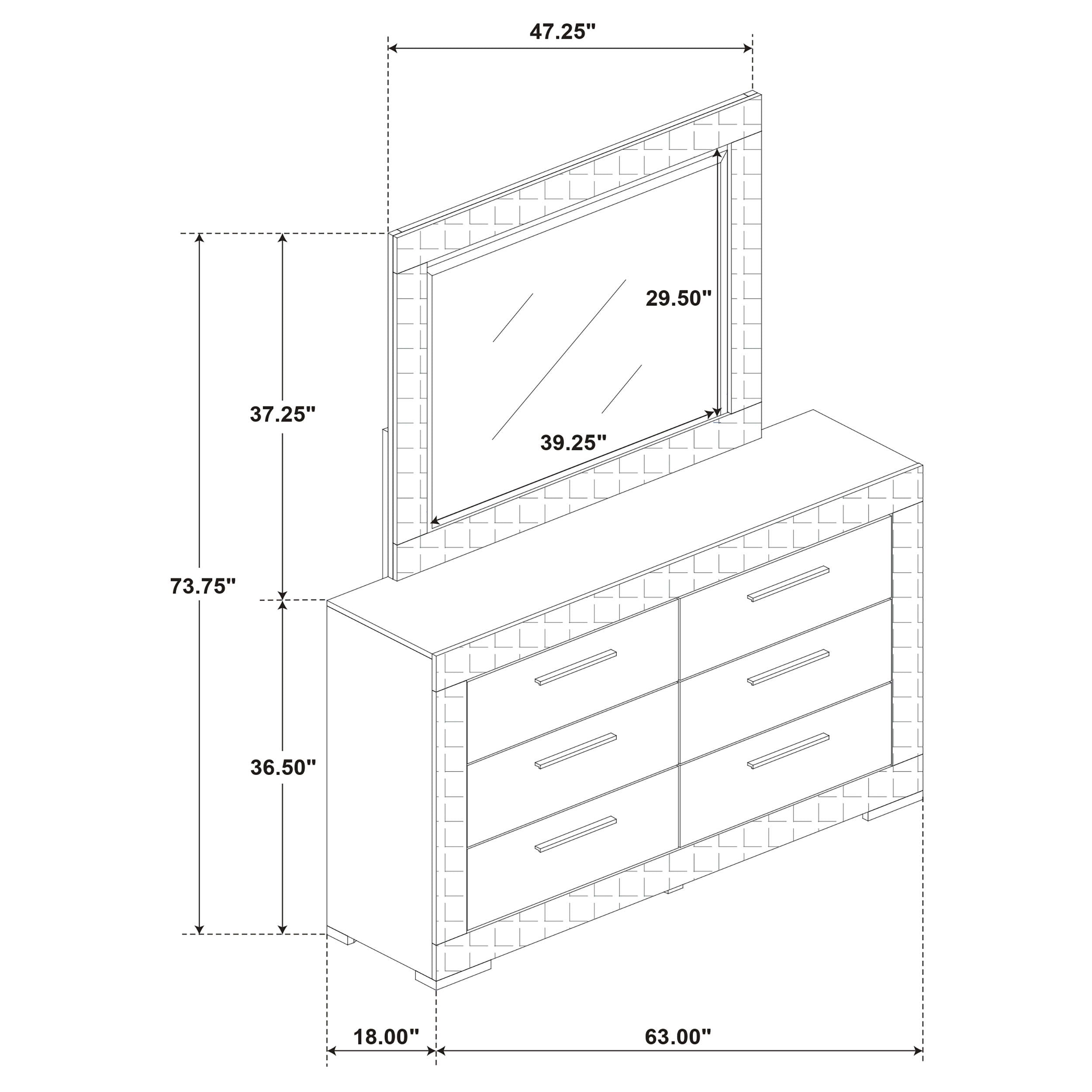 Ives - 6-Drawer Dresser And Mirror - White High Gloss