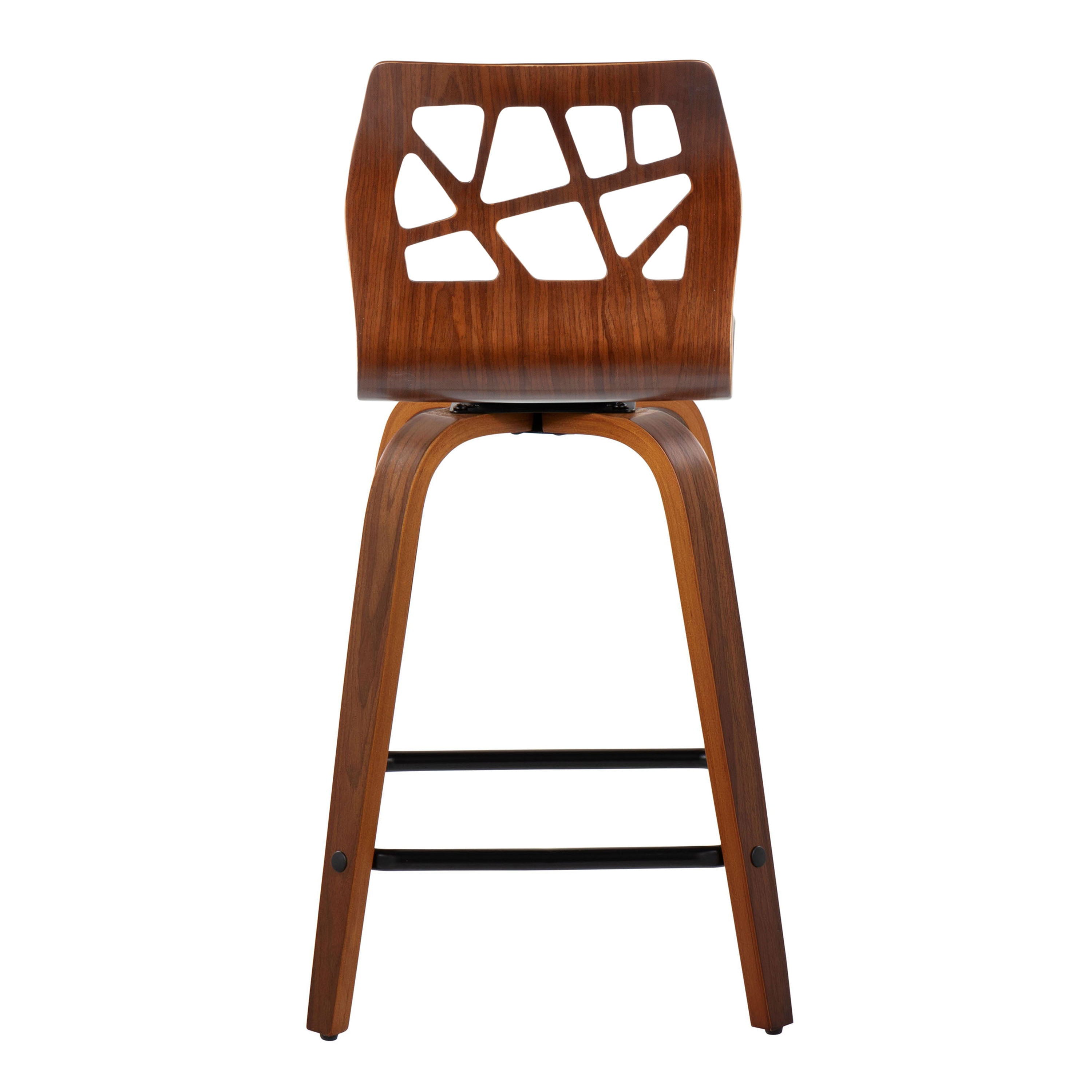 Folia - Mid Century Modern Fixed Height Counter Stool With Swivel With Square Footrest (Set of 2)