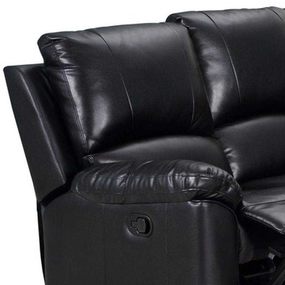 Polyester Blend Power Reclining U Shaped Three Piece Corner Sectional - Black