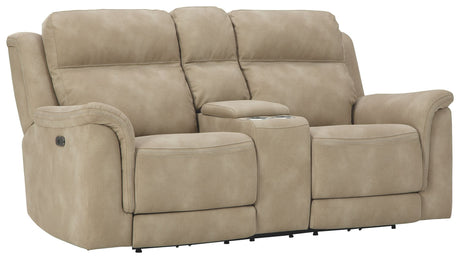 Next-Gen Durapella - Reclining Power Loveseat With Console Beige by Signature Design by Ashley® | Bel Furniture