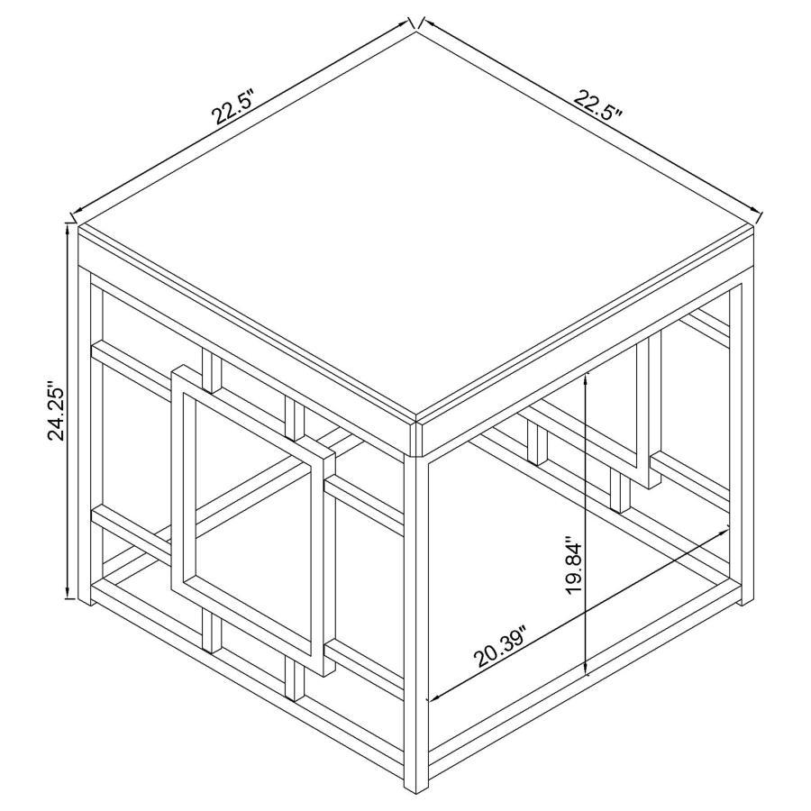 Dafina - Square Mirrored Top Side End Table - Chrome