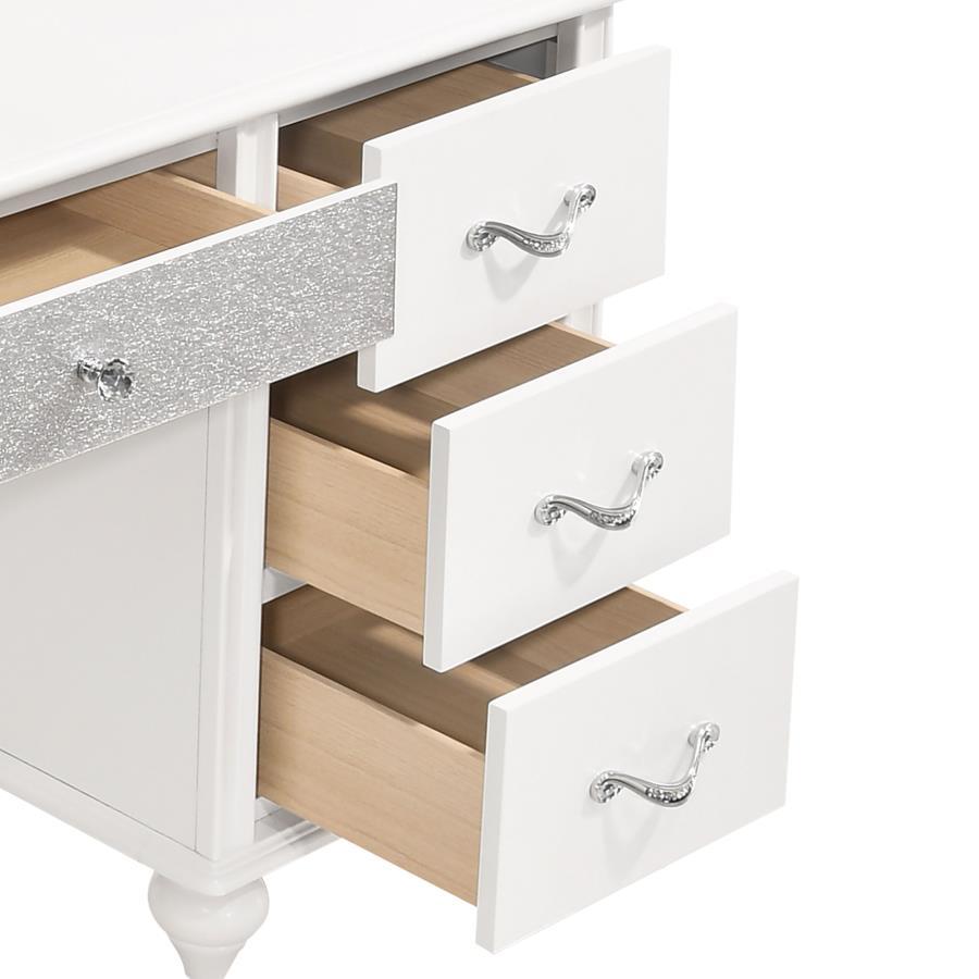 Barzini - 7-Drawer Vanity Set With Lighting - White