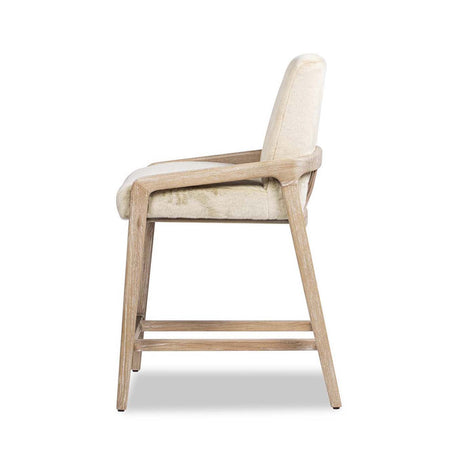 Arizona - Solid Ash Upholstered Counter Stool With Rope Detail - Creme De La Creme White by Jennifer Taylor Home | Bel Furniture