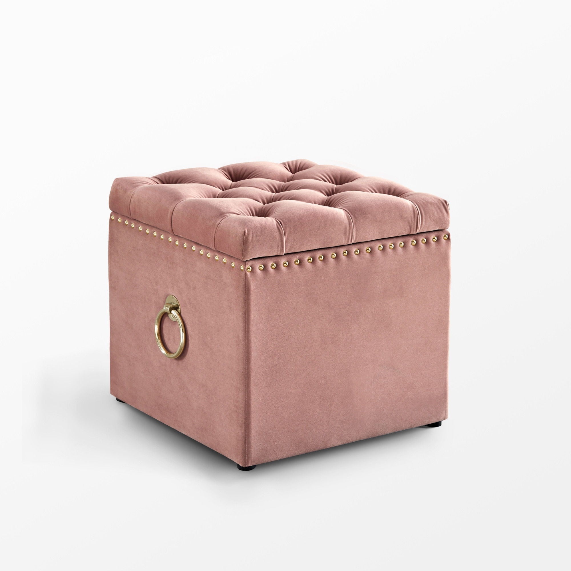 Velvet Tufted Storage - Blush / Black