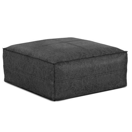 Brody - Large Square, Coffee Table Pouf Black 30"W x 30"D x 14"H by Simpli-Home | Bel Furniture