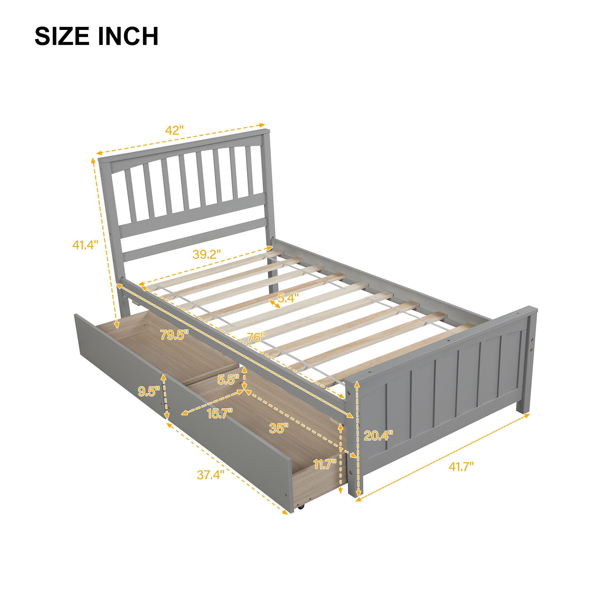 Twin Size Platform Bed With Two Drawers