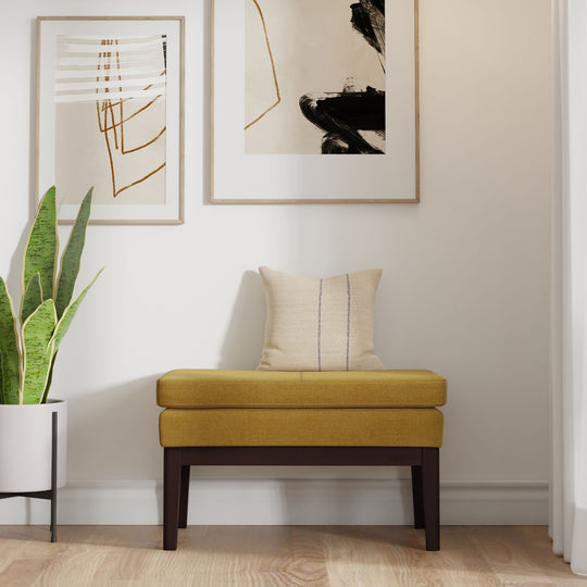 Carlson - Ottoman Bench, Mid Century Design Light Brown 44.7"W x 15.4"D x 17.4"H by Simpli-Home | Bel Furniture