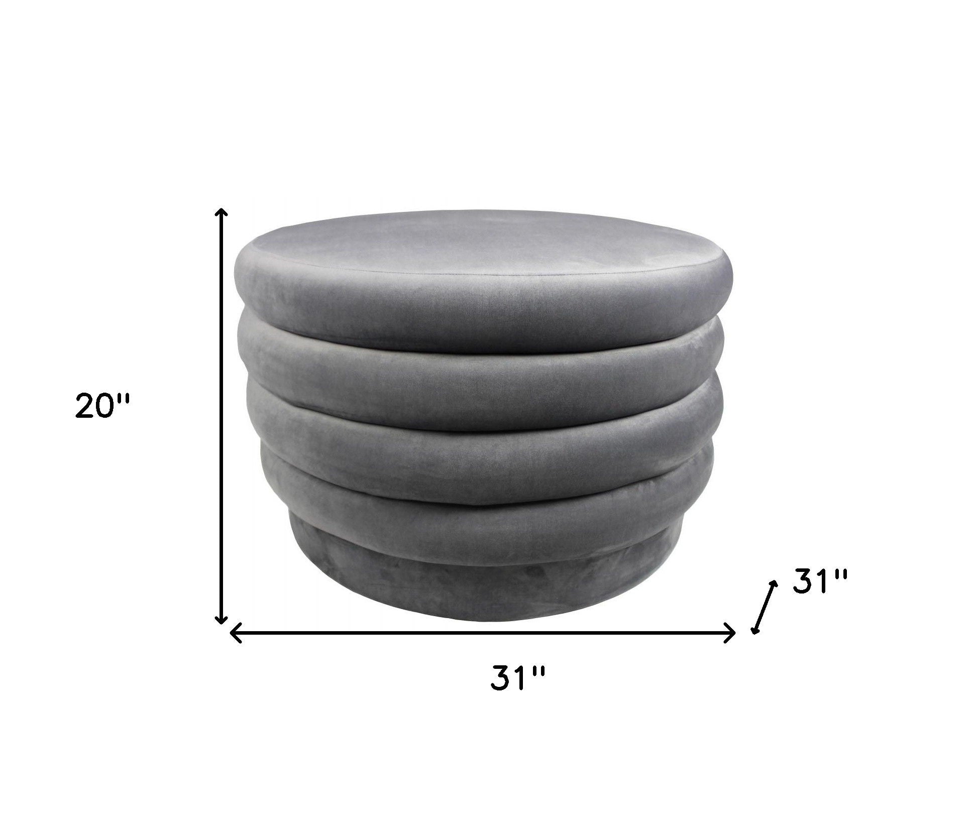 Round Velvet Tufted Cocktail Ottoman - Gray