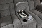 Foreside - Charcoal - Dbl Reclining Loveseat with Console by Signature Design by Ashley® | Bel Furniture