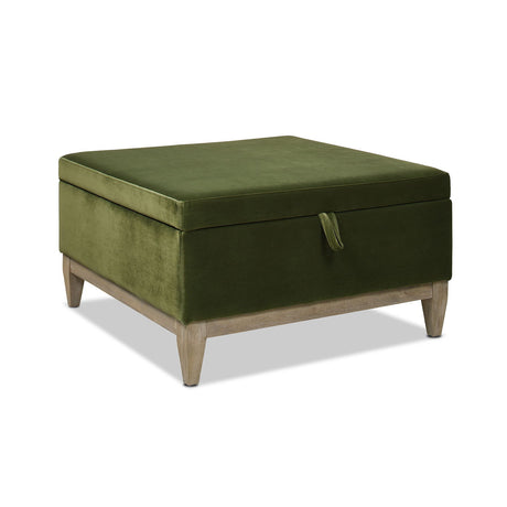 Knox - Square Storage Cocktail Ottoman - Olive Green - view 7
