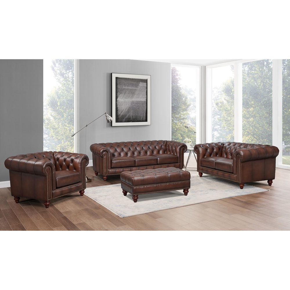 Alton Bay-Top Grain Leather Loveseat - Brown by Hydeline Furniture | Bel Furniture